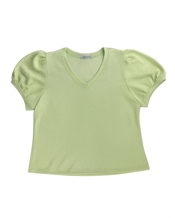 Blusa Plus Size Decote V em Malha Tela Bulgari