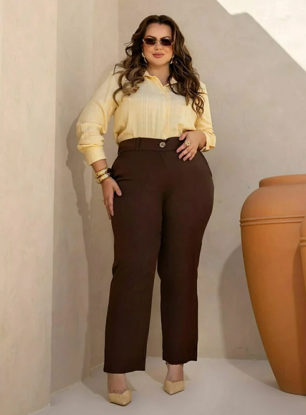 Camisa Plus Size Texturizada Manga Longa