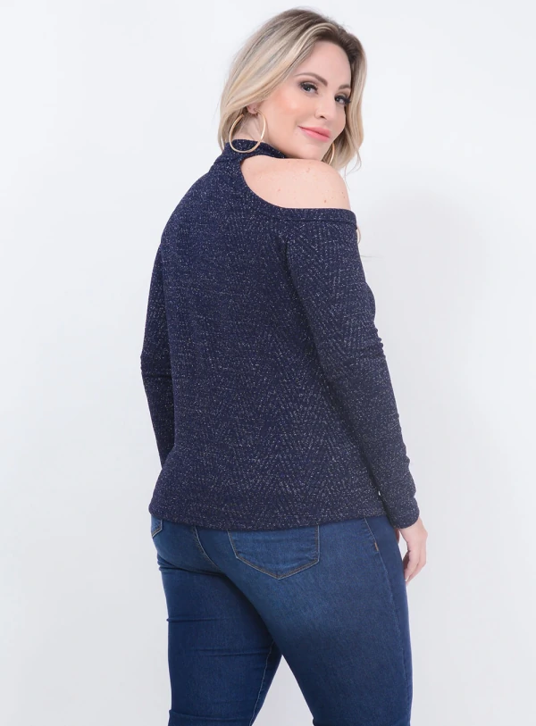 Blusa Recorte Lurex Plus Size