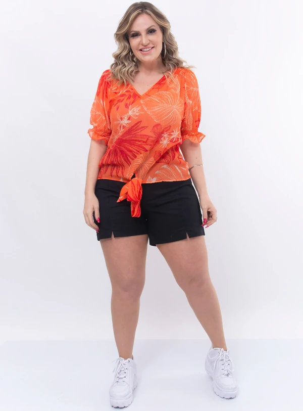 Blusa Plus Size em Chiffon