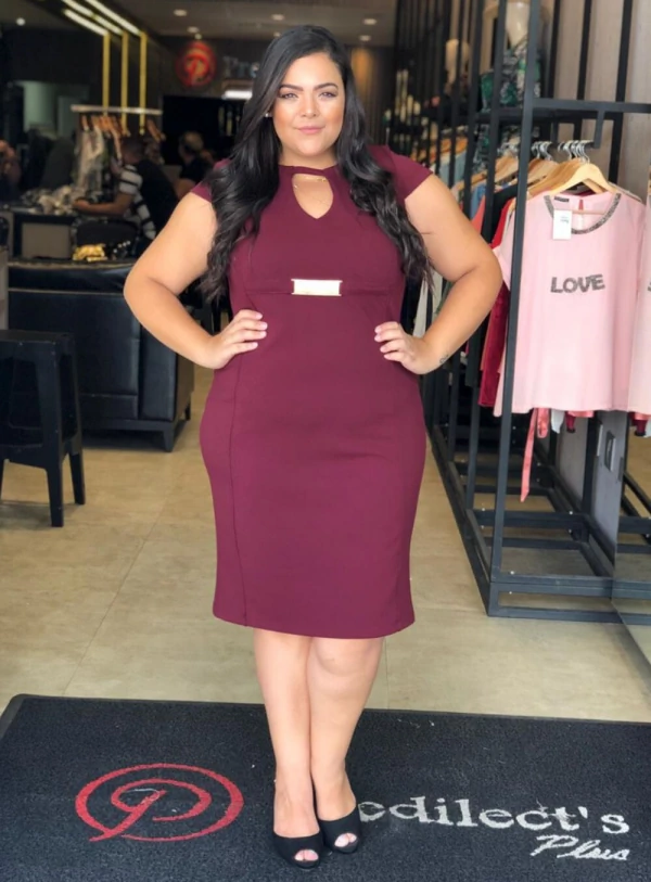 Vestido Tubinho Cinto Plus Size