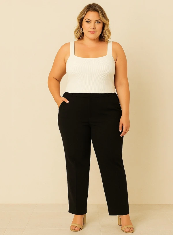 Top Canelado Plus Size com Alças Largas