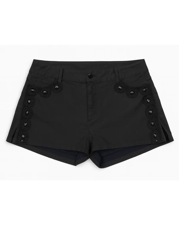 Shorts Saia Jeans Plus Size com Aplicações Laterais