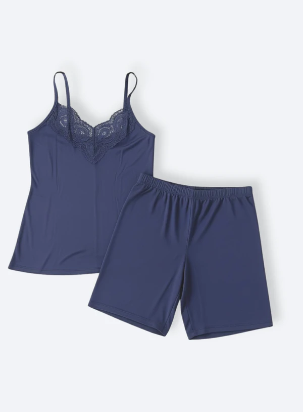 Pijama Plus Size Short Doll Cintura Alta com Renda Liganete