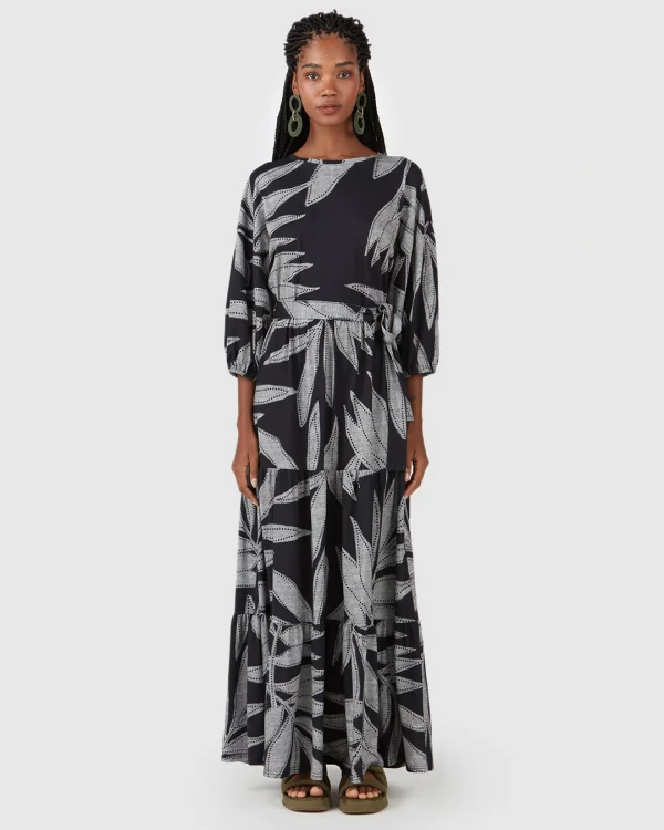 Vestido Amplo Plus Size Camadas Folhagens Malwee