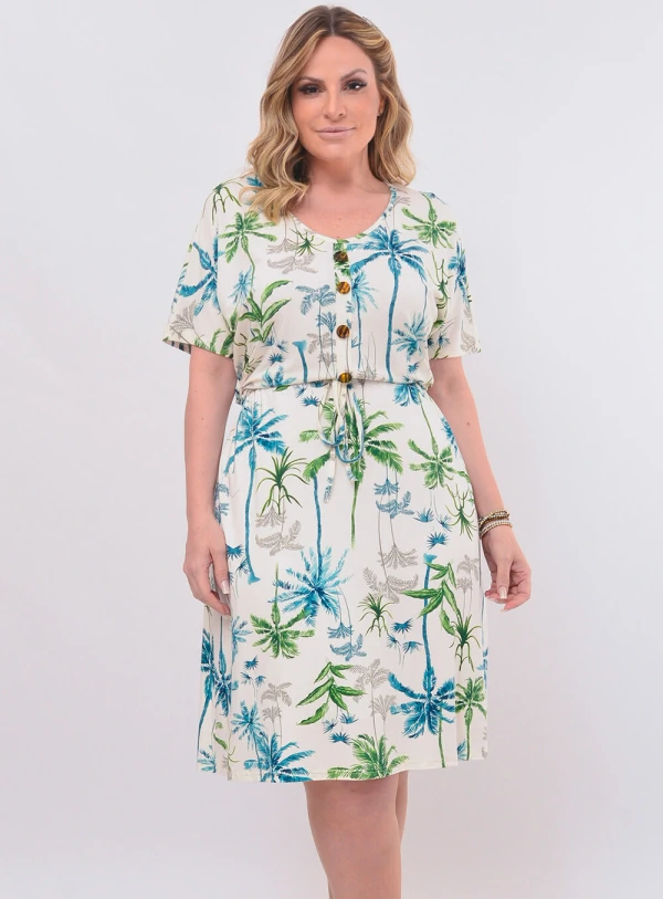 Vestido Plus Size Curto Tropical