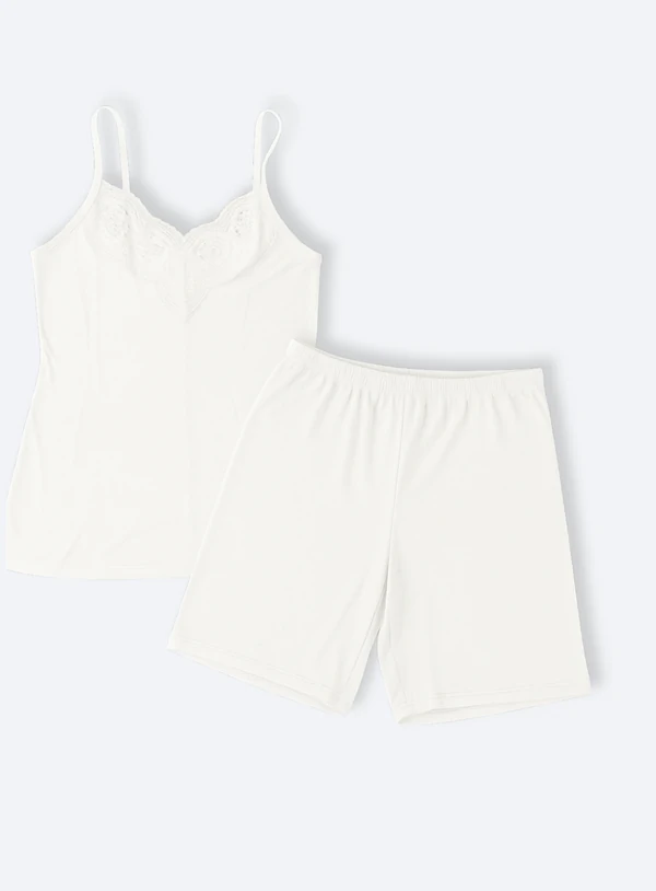 Pijama Plus Size Short Doll Cintura Alta com Renda Liganete
