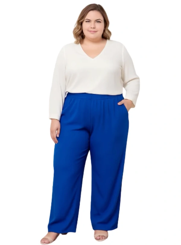 Conjunto Plus Size Kimono e Calça Pantalona com Elástico no Cós em Viscolinho