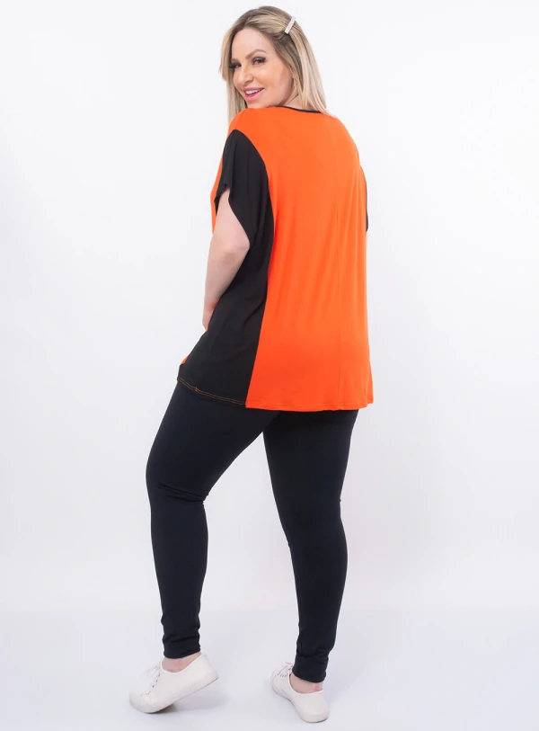 Blusa Morcego Plus Size Bicolor