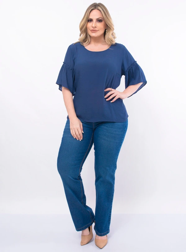 Calça Plus Size Jeans Reta