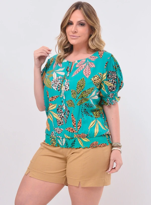 Blusa Plus Size com Lastex