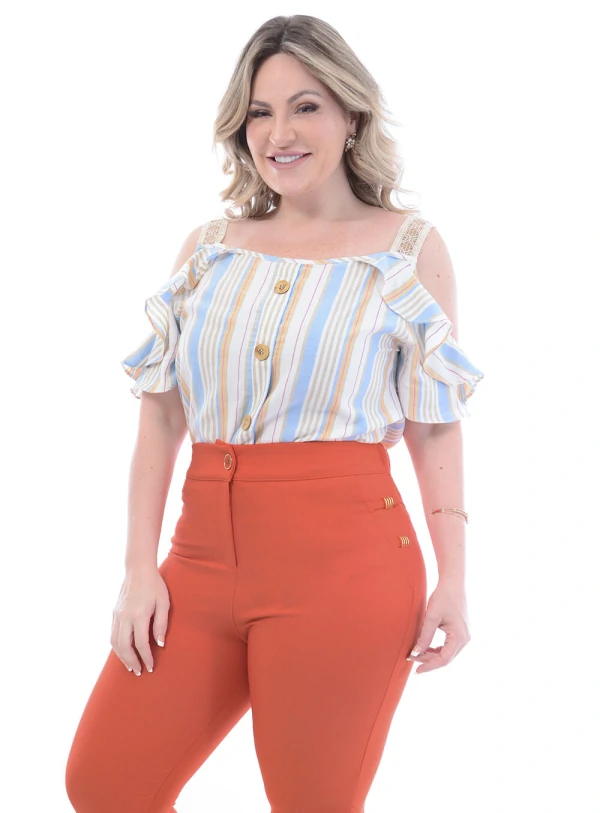 Blusa Plus Size Listrada