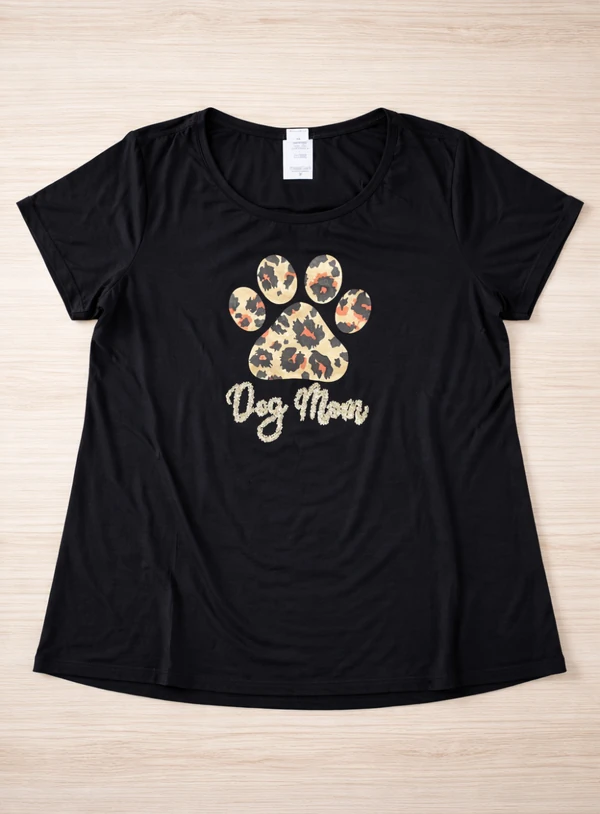 T-Shirt Dog Mom Animal Print Plus Size
