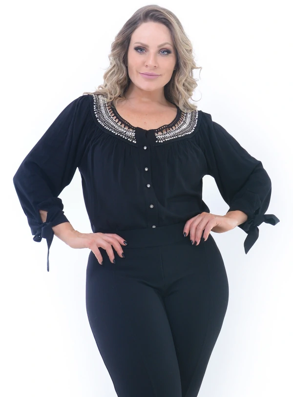 Blusa Plus Size Admiração Preta
