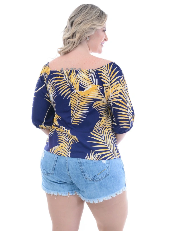 Blusa Plus Size Folhagens