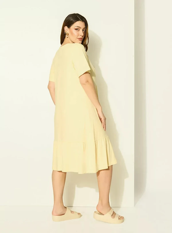 Vestido em Malha Plus Size Com Franzido