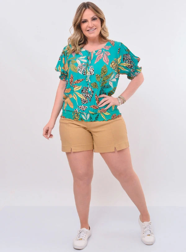 Blusa Plus Size com Lastex