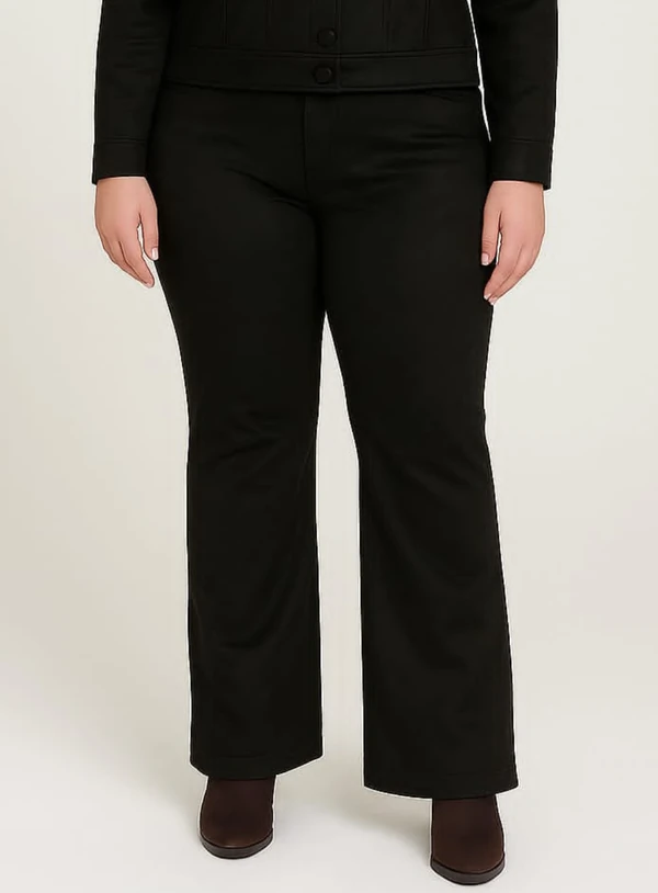 Calça Flare Plus Size em Suede