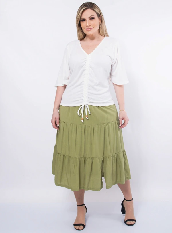 Blusa Plus Size Franzida