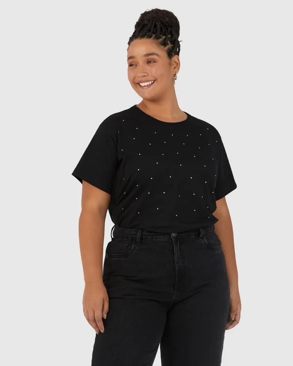 Blusa Cropped Plus Size Algodão com Strass Malwee