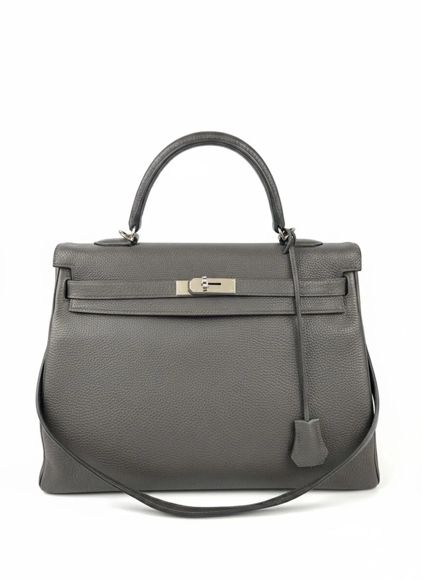 FotoBolsa Hermès Kelly 35 Togo Etain Cinza