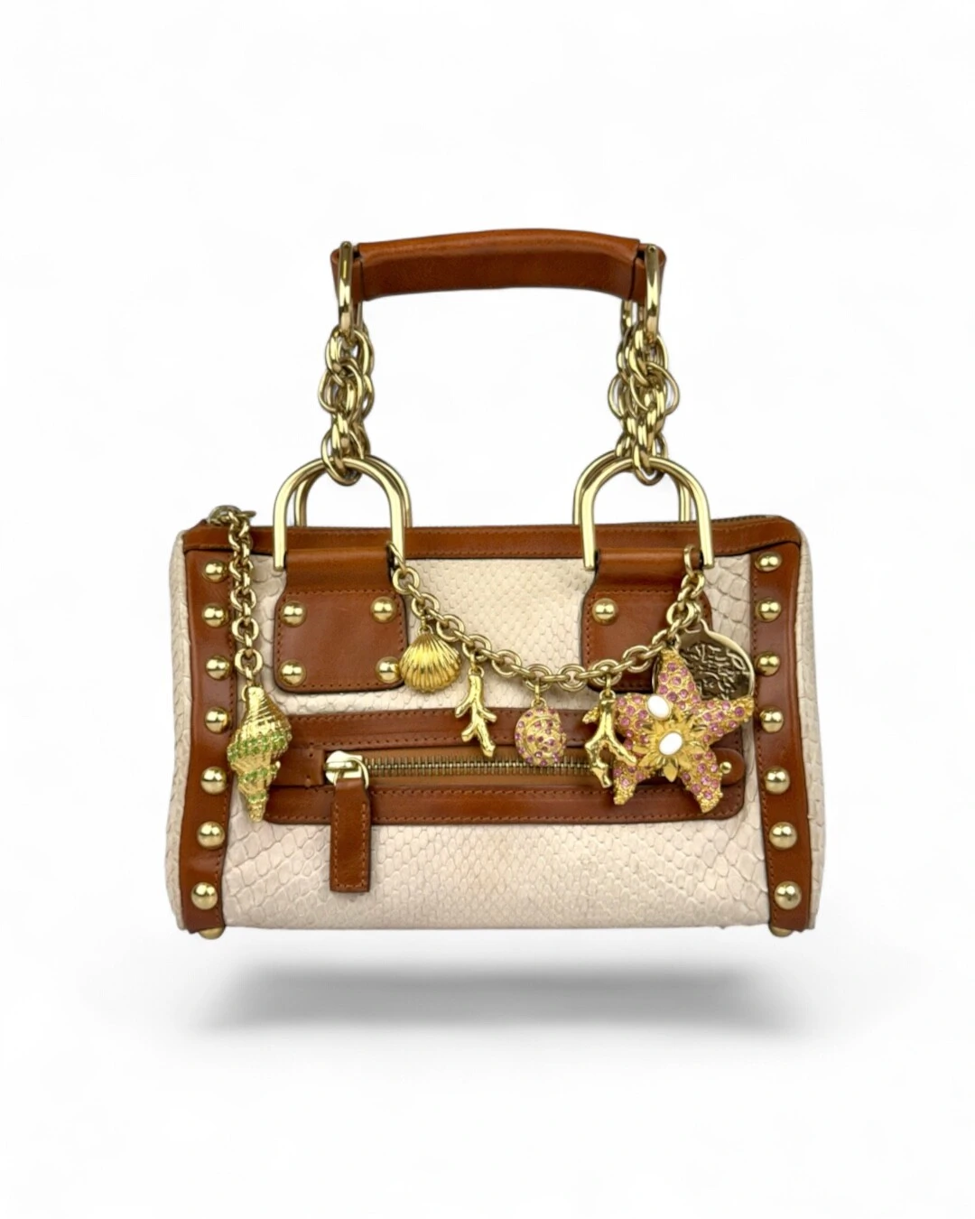 Foto Bolsa Versace em Phyton Off White e Couro Caramelo