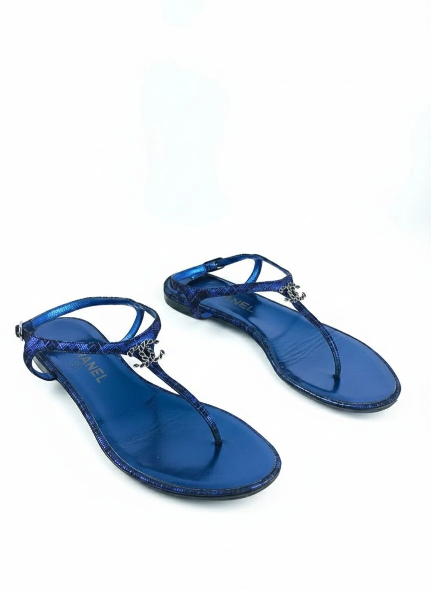 FotoSandália Chanel CC Azul