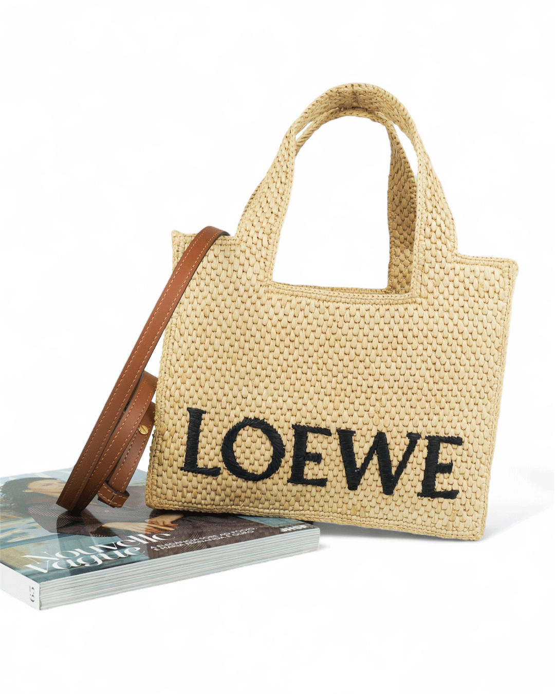 FotoBolsa Loewe Font Tote Mini Ráfia e Couro