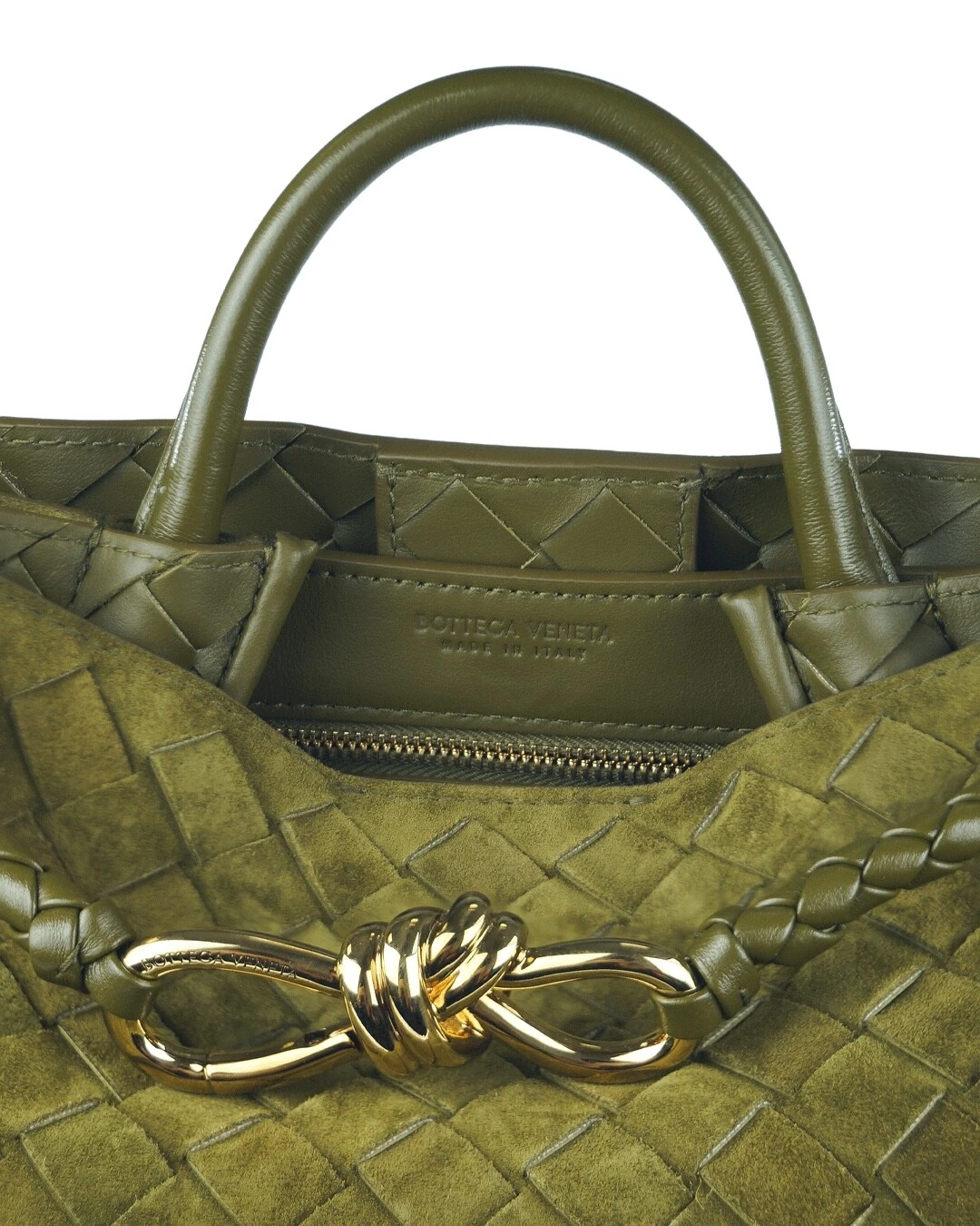 FotoBolsa Bottega Veneta Andiamo Small Camurça Olive Oil