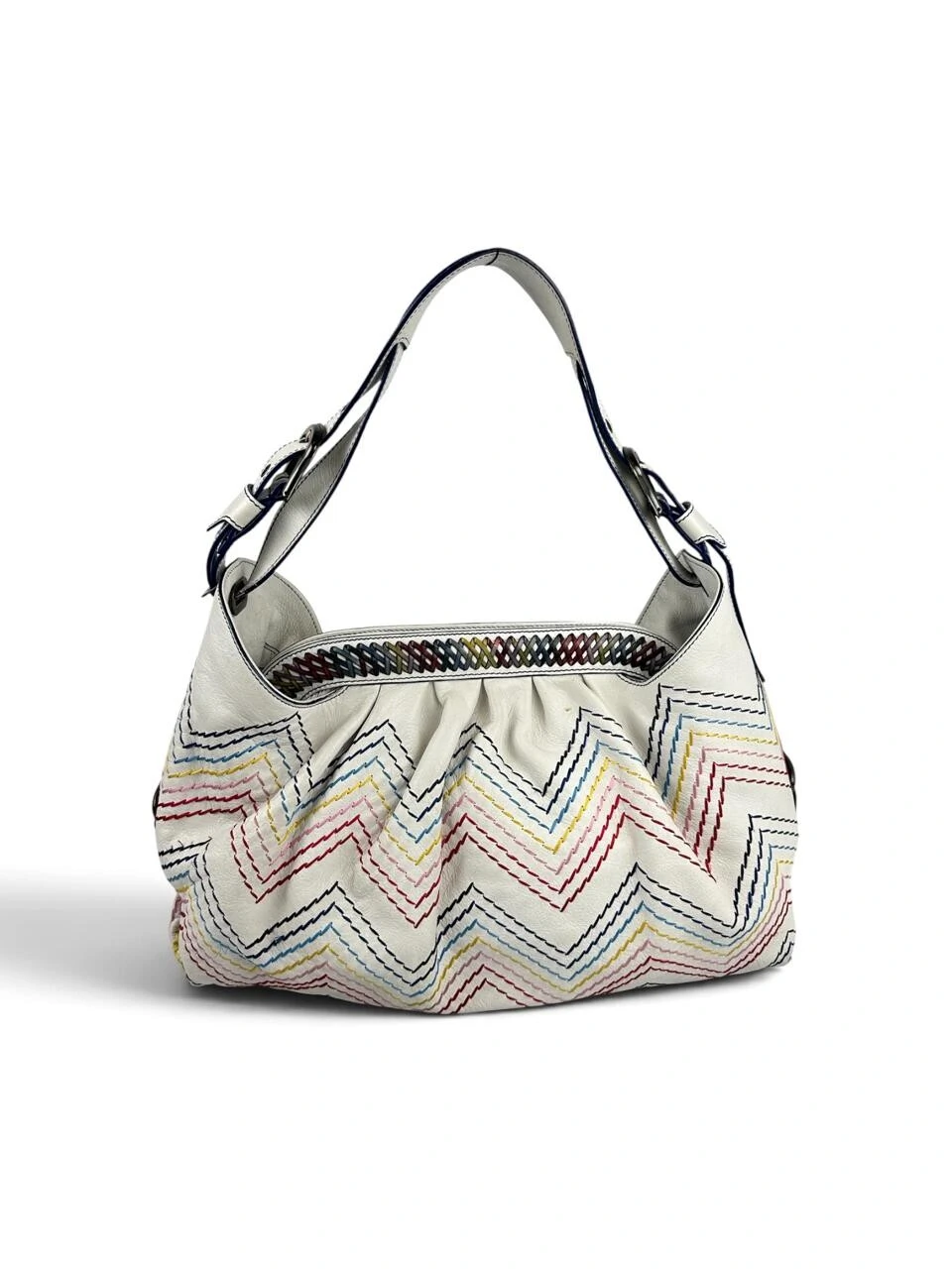 Foto Bolsa Fendi em Couro Branca com Pesponto Colorido