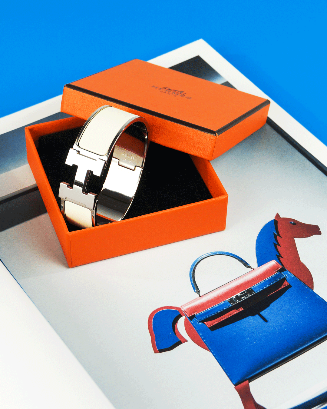 FotoBracelete Hermès Clic Clac H Prata Off White