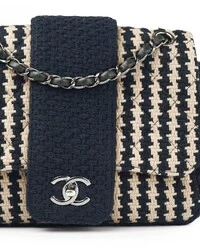 Bolsa Chanel Elementary Chic Flap Tweed Small Navy Blue