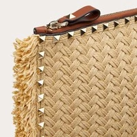 Clutch Valentino Ráfia e Couro