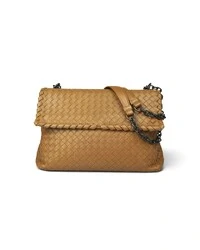 Bolsa Bottega Veneta Olimpia Intrecciato Caramelo