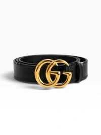 Cinto Gucci GG Marmont Preto com Fivela Dourada