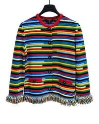 Cardigan Chanel Coco Beach Tricot Listrado Multicolorido