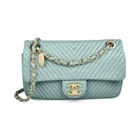 Bolsa Chanel Clássica Chevron Média Verde Claro