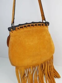Bolsa Gucci Nouveau Fringe Bag Small Laranja em Camurça