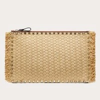 Clutch Valentino Ráfia e Couro
