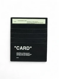 Porta Cartão Off White Couro Preto