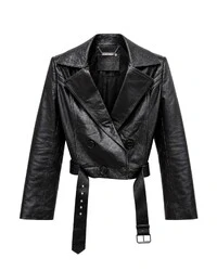 Jaqueta de couro Givenchy Double-Breasted Cropped