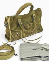 Bolsa Balenciaga Le City Small Suede Moss Green