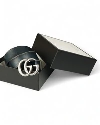 Gucci GG Distressed Leather Belt – Navy