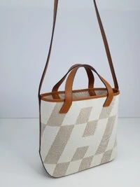 Bolsa Hermès Cabas H Em Biais 27 Caramelo Off White