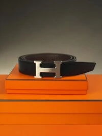 Cinto Hermès Constance Reversível Preto e Marrom