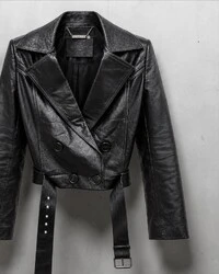 Jaqueta de couro Givenchy Double-Breasted Cropped