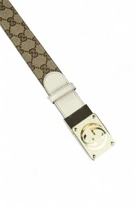 Cinto Gucci Monograma GG Archive - White / Canvas