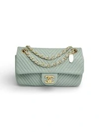 Bolsa Chanel Clássica Chevron Média Verde Pastel