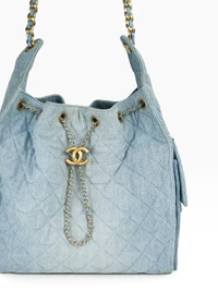 Chanel 25 Washed Denim Matelassê Large