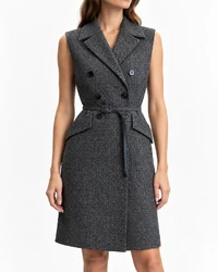 Vestido Christian Dior Bar Jacket Belt Cinza
